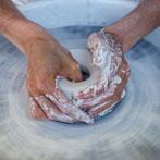 Mia Sarosi at work in her studio 2019